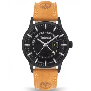 Timberland vyriškas laikrodis TDWGB2201504 Henniker II 42mm mėlynas ciferblatas rudos odos dirželis kvarcinis