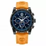 Timberland vyriškas laikrodis TDWGF2230406M 46mm nerūdijančio plieno mėlynu ciferblatu ir rudo odinio dirželio