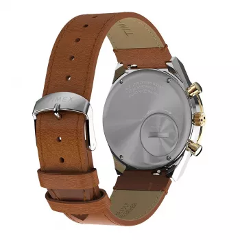 Timex TW2W64400 vyriškas lauko laikrodis, 42 mm, juodas ciferblatas, rudas odinis dirželis