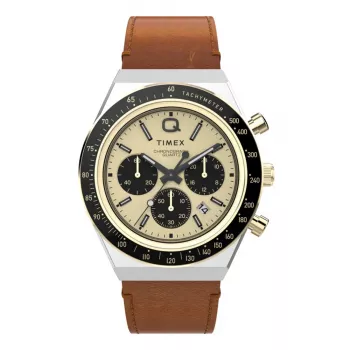 Timex TW2W64400 vyriškas lauko laikrodis, 42 mm, juodas ciferblatas, rudas odinis dirželis