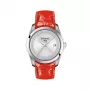 TISSOT T-Classic Couturier moteriškas laikrodis T035210160310 32mm sidabrinis ciferblatas, baltas odinis dirželis