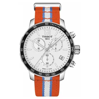 TISSOT T-Sport Quickster Vyriškas Šveicariškas Kvarcinis Chronografo Laikrodis 42mm Baltas Ciferblatas Balta Silikoninė Juosta T09547170371