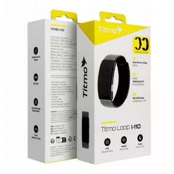 Titmo Loop I-110 išmanioji apyrankė juoda su EKG, HRV, kraujospūdžio, SpO2, IP68