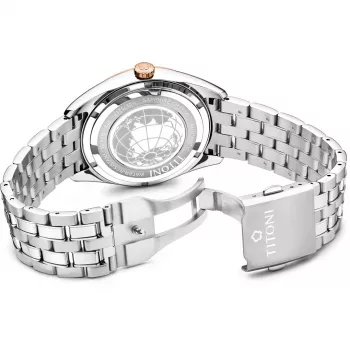 TITONI Airmaster Vyriškas Šveicariškas Automatinis Laikrodis 878SRG-657 41mm Rožinis Auksas PVD Nerūdijantis Plienas Ruda Oda