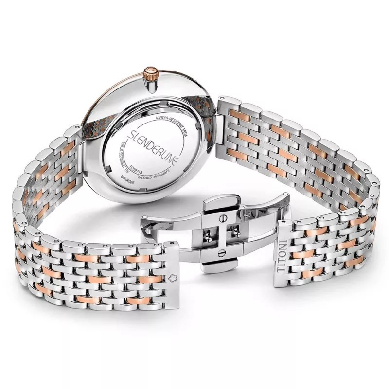TITONI Airmaster Vyriškas Laikrodis TQ52718SRG606 37mm Šveicariškas Kvarcinis Sidabrinis Ciferblatas Rudo Odinio Dirželio