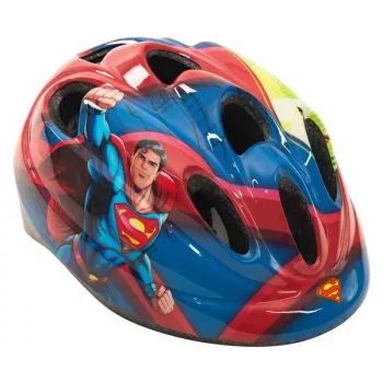 Toimsa Superman vaikiškas dviračio šalmas su reguliavimo ratuku, CE EN1078, 52-56 cm (mėlynas/raudonas)