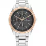 Tommy Hilfiger vyriškas laikrodis 1710541 analoginis kvarcinis 44mm nerūdijančio plieno korpusas rudos odos dirželis mėlynas ciferblatas