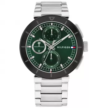 Tommy Hilfiger Vyriškas Laikrodis 1792117 Quartz Analogue 44mm Nerūdijantis Plienas Mėlynas Ciferblatas Sidabrinė Apyrankė