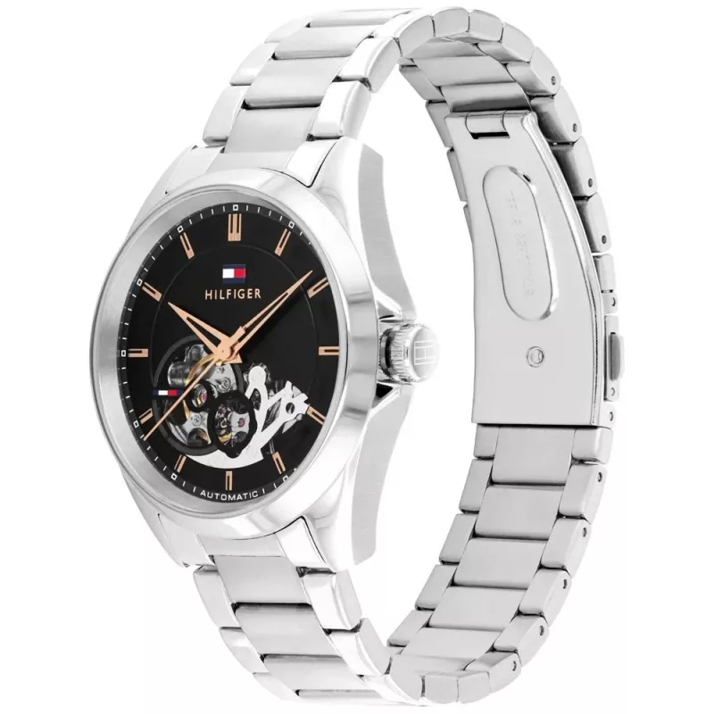 Tommy Hilfiger vyrų laikrodis 1710718 39 mm mėlynas ciferblatas rudas odinis dirželis