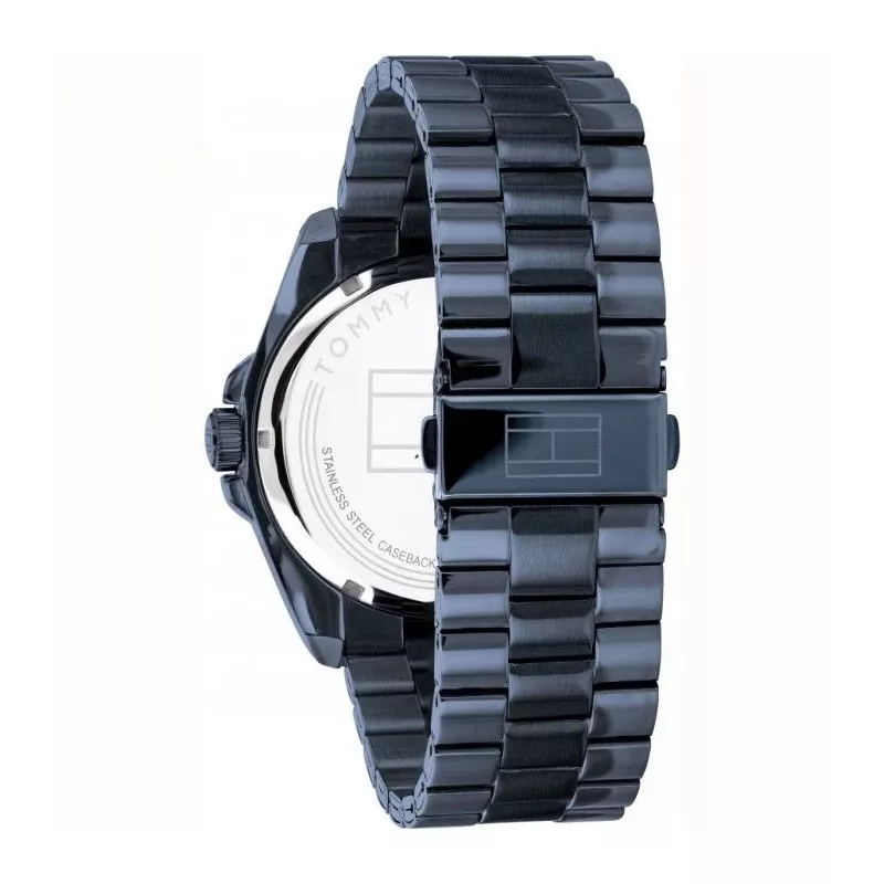 Tommy Hilfiger vyriškas laikrodis TH1791689 44 mm mėlynas ciferblatas rudas odinis dirželis