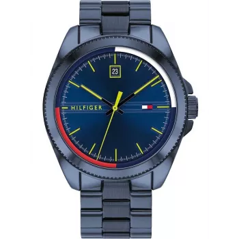 Tommy Hilfiger vyriškas laikrodis TH1791689 44mm mėlynas ciferblatas ruda odinė juosta