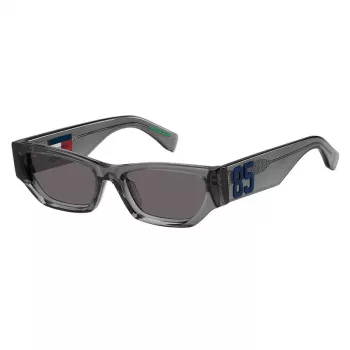 TOMMY JEANS Women's TJ-0093-S-KB7 Akiniai nuo saulės - Juodas rėmelis, Pilki lęšiai, 55/18/145 mm