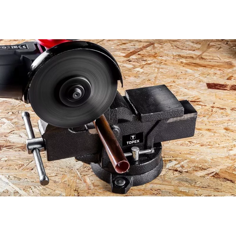 TOPEX Swivel Locksmith Vise 125 mm su 360° besisukančiu pagrindu ir priekalu