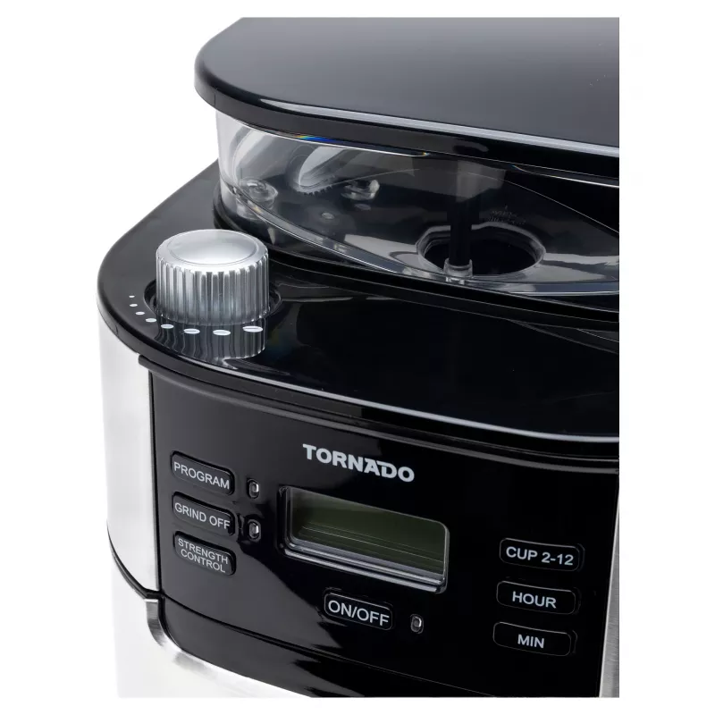 Tornado TCM1025A-GS Kavos Virimo Aparatas su Malūnėliu, 1.25L, 1000W, Nerūdijančio Plieno/Juodos