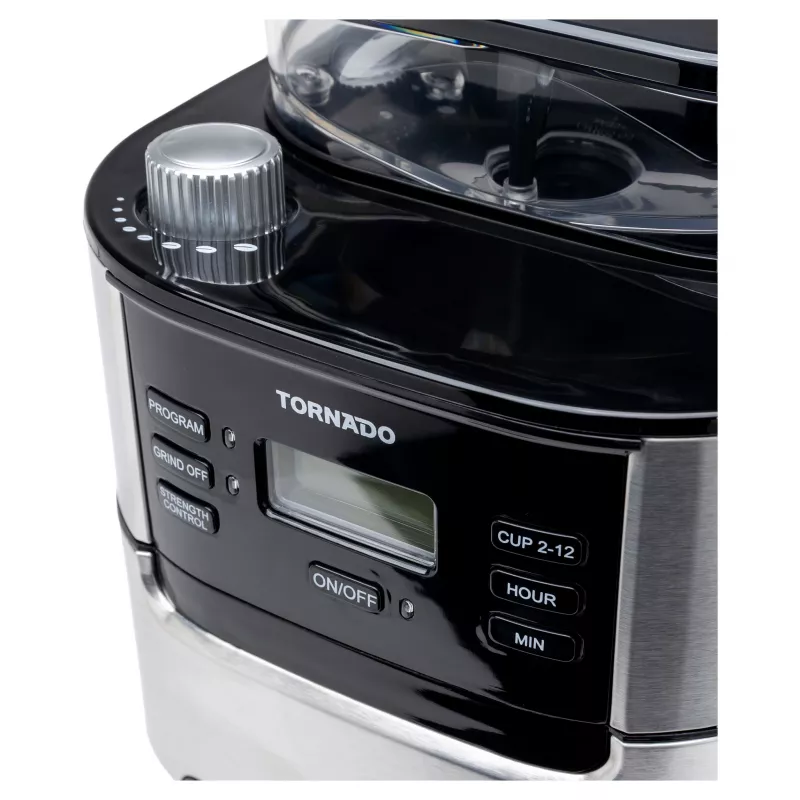 Tornado TCM1025A-GS Kavos Virimo Aparatas su Malūnėliu, 1.25L, 1000W, Nerūdijančio Plieno/Juodos
