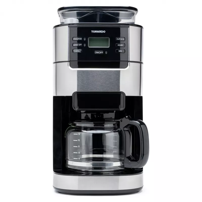 Tornado TCM1025A-GS Kavos Virimo Aparatas su Malūnėliu, 1.25L, 1000W, Nerūdijančio Plieno/Juodos