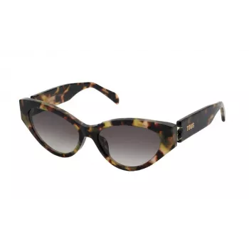 TOUS Moteriški Akiniai Nuo Saulės STOB84V5501GQ Kačių Akys Acetatas Havana Ruda Gradientiniai Lęšiai 55mm