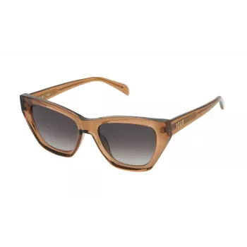 TOUS Moteriški Akiniai nuo Saulės STOB85-530D67 Rudi Havana Drugelio Formos Acetato Rėmelis su Rudais Gradientiniais Polikarbonato Lęšiais 53/15/140 mm