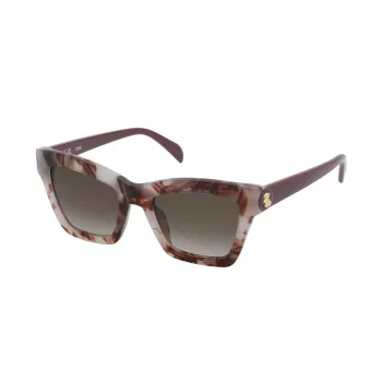 TOUS moteriški akiniai nuo saulės STOC17-520Z02 Havana acetatas kvadratinis rėmas rudi gradientiniai lęšiai 52/20/140 mm