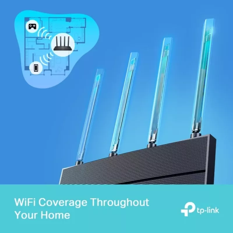 TP-Link Archer AX18 Wi-Fi 6 Dual-Band Gigabit belaidis maršrutizatorius (AX1800, 4x Gigabit LAN, juodas)