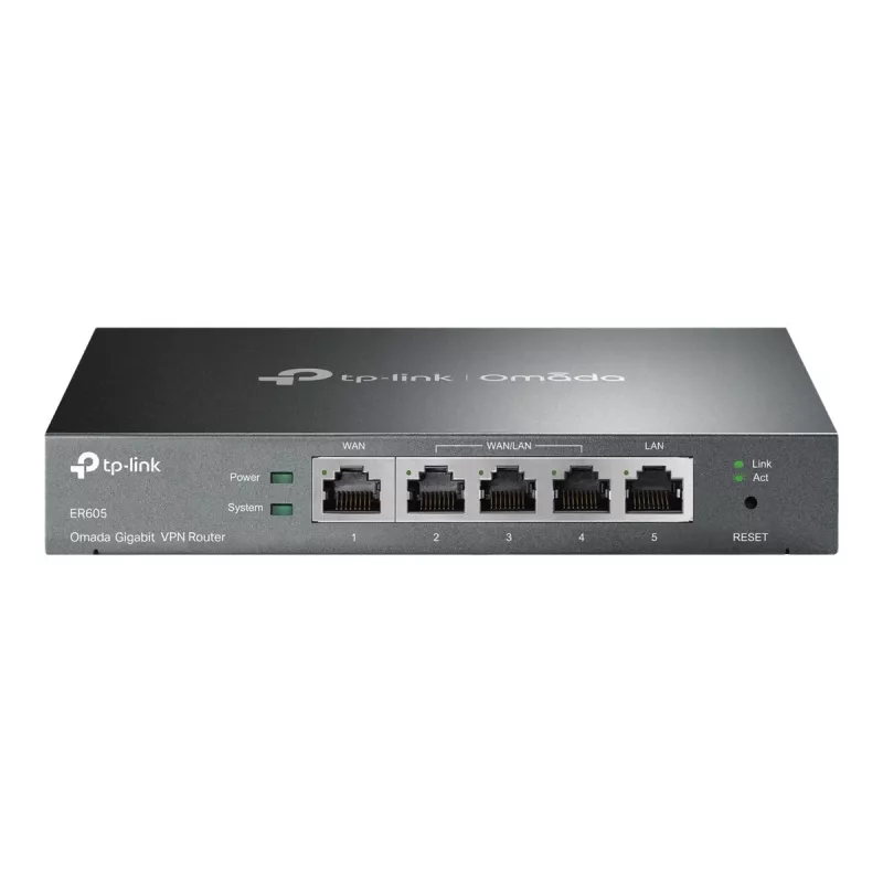 TP-LINK ER605 SafeStream Router - Gigabit VPN maršrutizatorius su 4 prievadų jungikliu, 3 WAN prievadais, montuojamas ant sienos