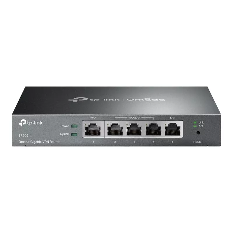 TP-LINK ER605 SafeStream Router - Gigabit VPN maršrutizatorius su 4 prievadų jungikliu, 3 WAN prievadais, montuojamas ant sienos