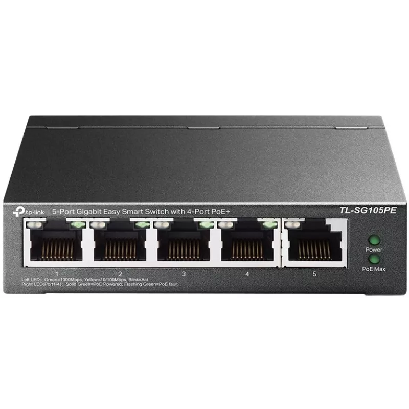 TP-Link TL-SG105PE Easy Smart Gigabit Switch su 4 PoE+ prievadais
