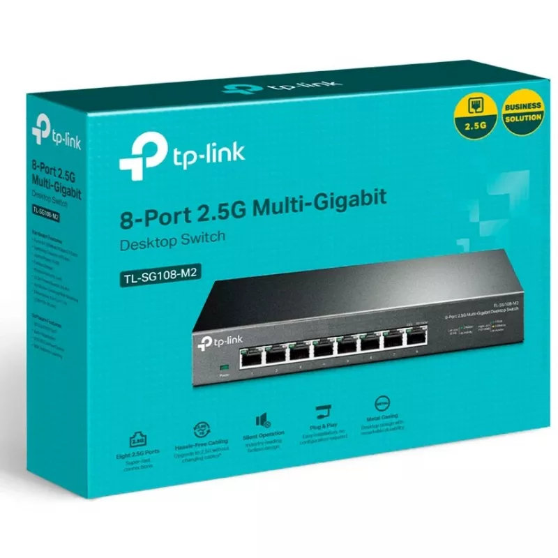 TP-LINK TL-SG108-M2 V3.0 8 prievadų 2.5G Multi-Gigabit nemodifikuojamas komutatorius