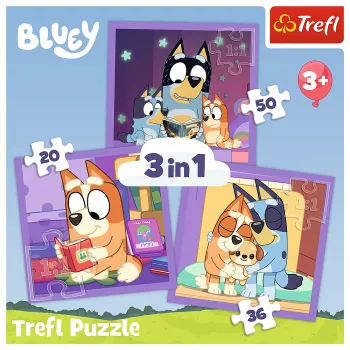 TREFL PUZZLE 3-in-1 Dėlionė – Susipažink su Bluey