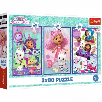 TREFL PUZZLE Dėlionė 3x80 - Spalvingos Gabės dienos Trefl 34882