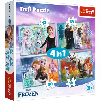 TREFL PUZZLE Dėlionė - 4v1 (12, 15, 20, 24) - The Amazing World of Frozen - Trefl 34381