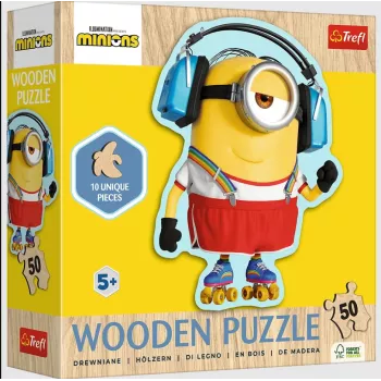 TREFL PUZZLE Wooden Contour Puzzle - Crazy Minion 50 Pieces Trefl 25974