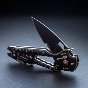 True Utility Smartknife+ Sulankstomas daugiafunkcis peilis su 8 funkcijomis, juodas (TU6869)