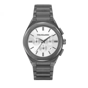 Trussardi vyrų laikrodis R2453156003 44mm mėlynas ciferblatas odinis dirželis