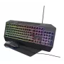 Trust GXT 791 laidinė žaidimų klaviatūra ir pelė - QWERTZ vokiška klaviatūra, vaivorykštės apšvietimas, 2400 DPI optinė pelė, juoda 25284