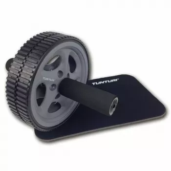 Tunturi Exercise Wheel Deluxe 14TUSFU270 – Ab ratas su kelio pagalvėle, ergonomiškomis rankenomis, 180 mm ratu, juoda/raudona