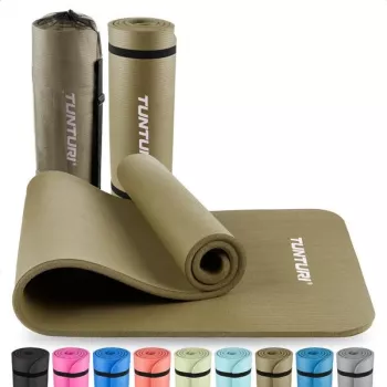Tunturi NBR Fitness Mat 15 mm – Army Green, neslystanti mankštos kilimėlis jogai ir pilatesui