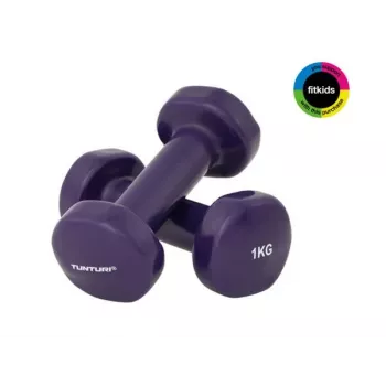 Tunturi viniliniai hanteliai 1 kg violetiniai – 2 vnt. rinkinys