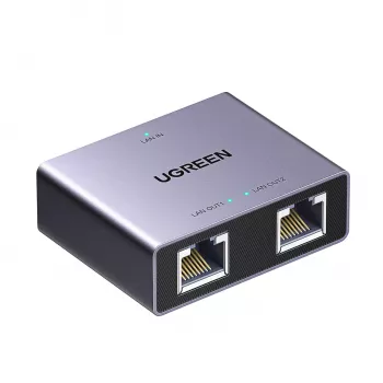 UGREEN 1 į 2 Gigabit Ethernet skirstytuvas, 1000Mbps LAN tinklo adapteris, RJ45 vyriškas į 2 moteriškus, pasyvus, juodas