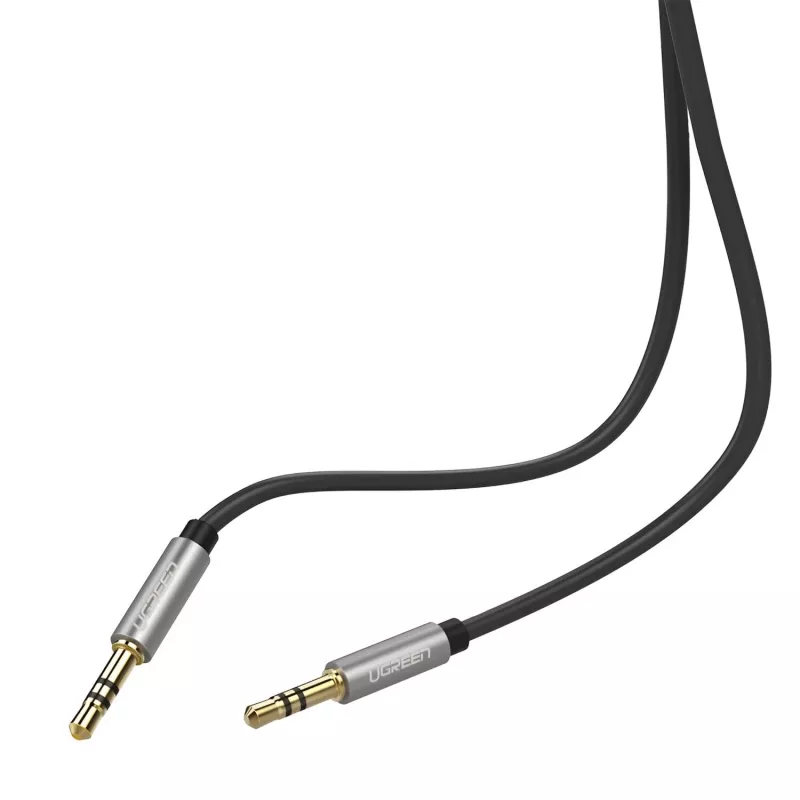 UGREEN 3.5mm Aux kabelis 2m – 24K auksu dengtas stereo garso kabelis, bevandenio vario laidininkai, dvigubas ekranavimas, TPE apvalkalas, nuleidžiama jungtis telefonų dėklams, juoda