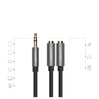 UGREEN 3.5mm Aux Stereo Audio Splitter Cable with Braid 20cm Black