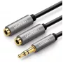 UGREEN 3.5mm Aux Stereo Audio Splitter Cable with Braid 20cm Black