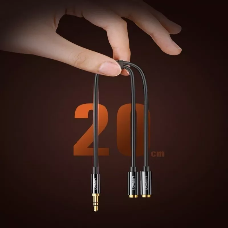 UGREEN 3.5mm ausinių skirstytuvas AUX Y-Splitter 25cm juodas (20816)