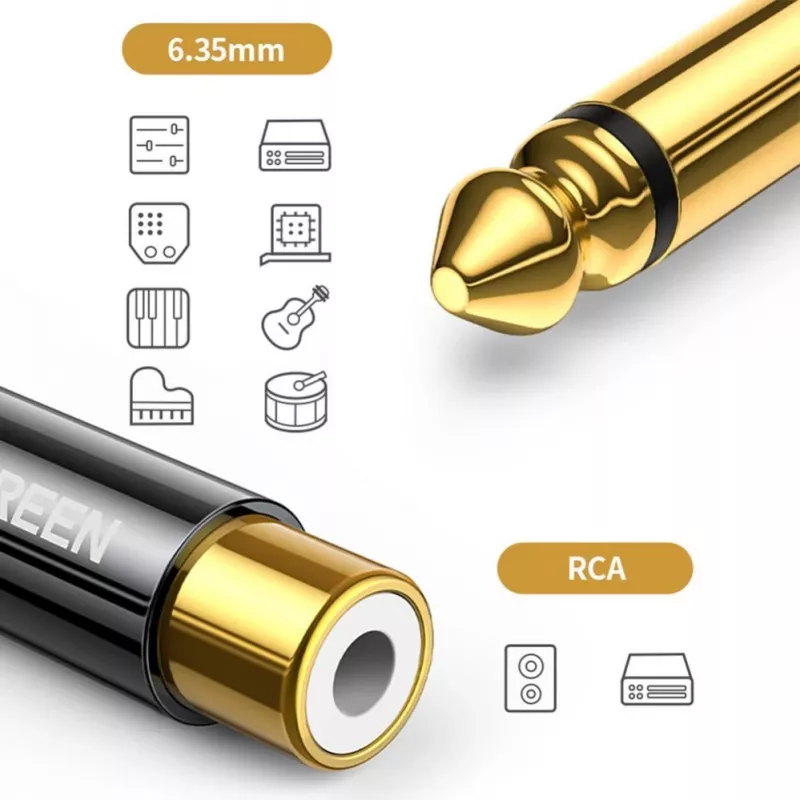 UGREEN 6.35mm Jack to RCA Female Gold Adapter AV169 80731
