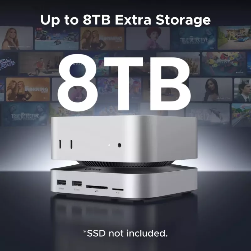 UGREEN 65487 USB-C 11-in-1 Docking Station, skirta Mac Mini M4/M4 Pro, su M.2 SSD lizdu, Space Grey