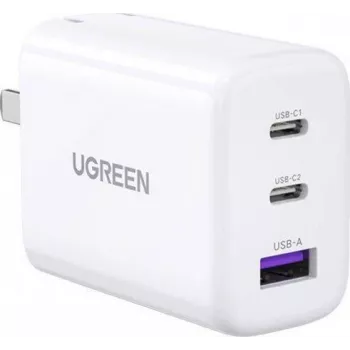 UGREEN 65W USB-C greitasis įkroviklis su USB-A portu - 3 portų sieninis įkroviklis, PD3.0/QC4.0+, ne GaN, juodas (90496)