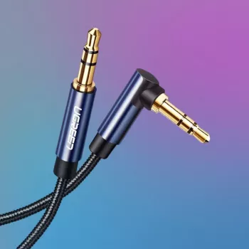 UGREEN Angled AUX Cable 2 x Mini Jack 3,5 mm 1,5m Blue (AV112)