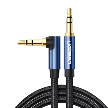UGREEN Angled AUX Cable 2 x Mini Jack 3,5 mm 1,5m Blue (AV112)