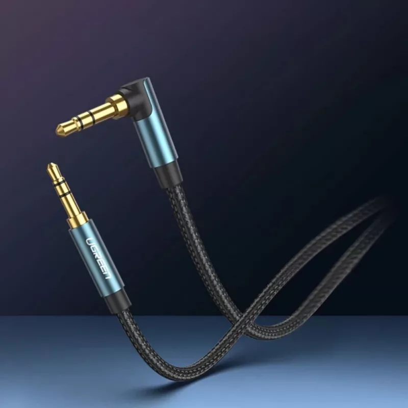 UGREEN Angled AUX Cable 2 x Mini Jack 3,5 mm 1m Blue (AV112)
