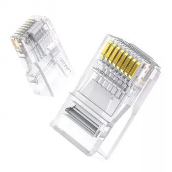 UGREEN Cat6 RJ45 moduliniai kištukai - permatomi su auksuotais kontaktais (10 vnt.)